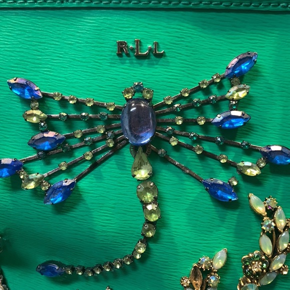 LAUREN TOTE GEMS JEWELS GREEN EMBELLISHED - Picture 5 of 16